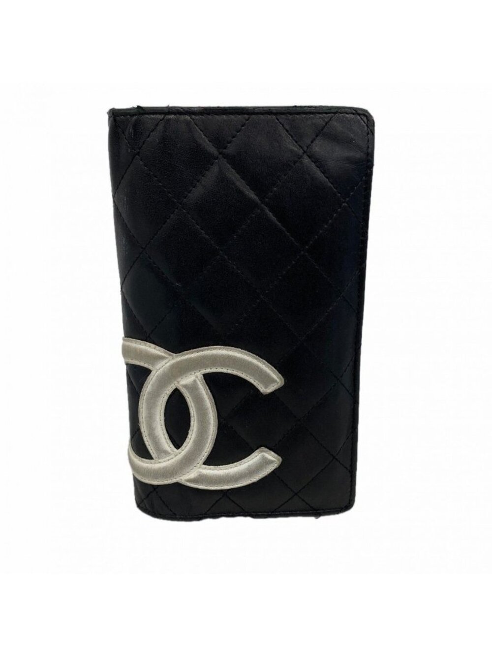 Chanel Wallet Cambon Lambskin Black White Silver